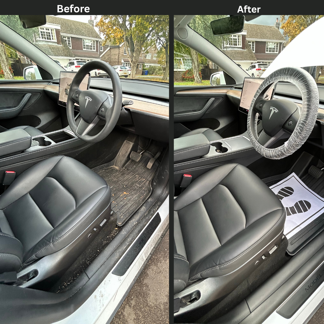 Paint protection film applied to car bonnet with squeegee